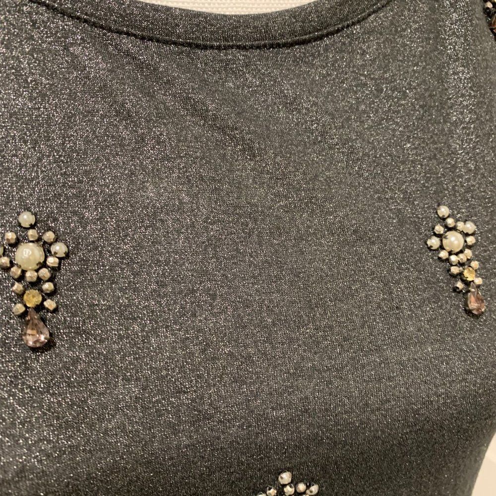 Guess Womens Top XS Grey Multi Embellished Foil Sleeveless Lightweight - Picture 6 of 15